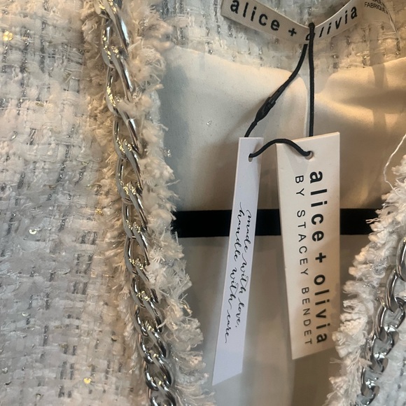 Alice + Olivia Zeta Cropped Box Jacket with Chain Trim - Picture 5 of 9